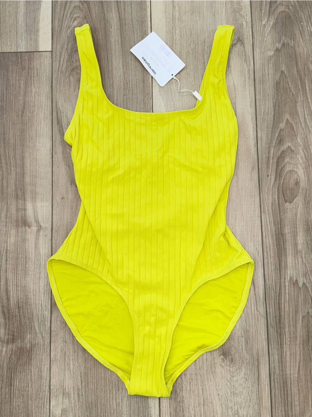 SOLID & STRIPED Yellow Ribbed Scoop One-Piece Swimsuit - Picture 2 of 3
